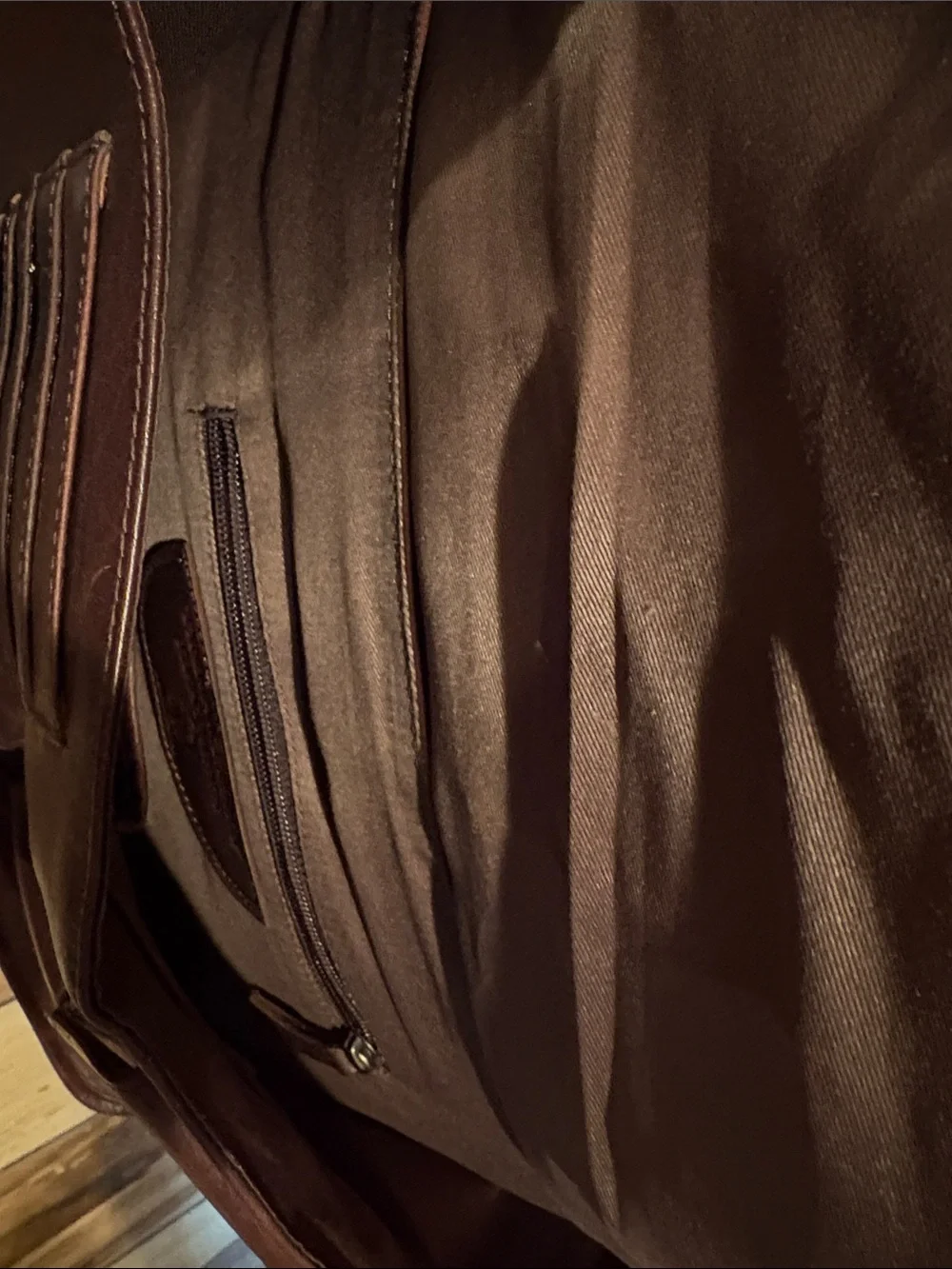 Men's Dark Brown genuine Leather Messenger Bag with Wide Strap